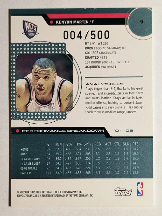 2002-03 Stadium Club Photo Proof Parallel #9 Kenyon Martin