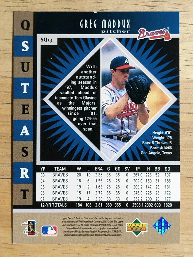 1998 Collector's Choice StarQuest Double #13 Greg Maddux (NM)
