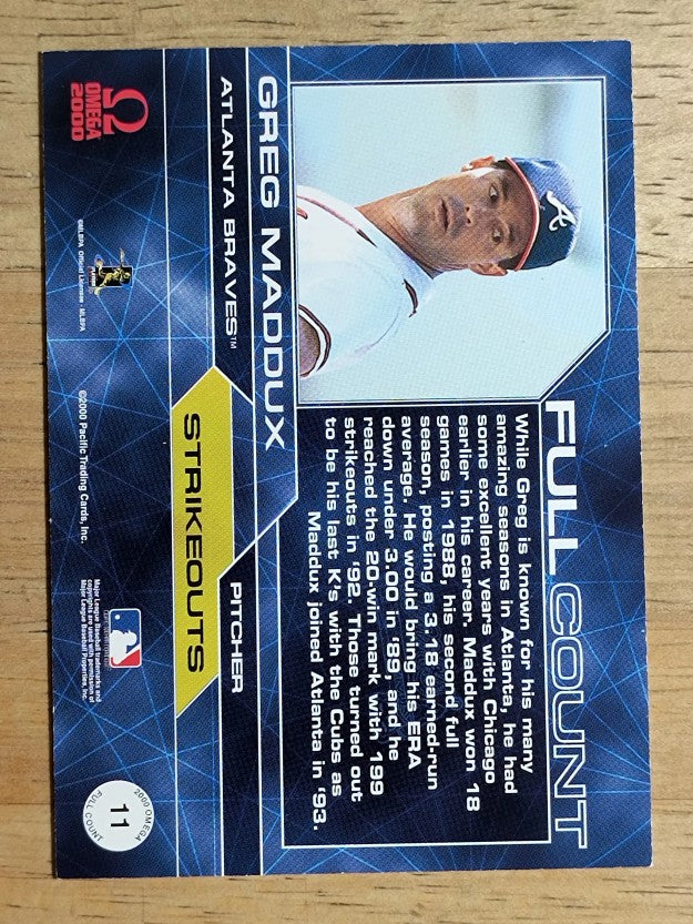 2000 Pacific Omega Full Count #11 Greg Maddux (NM)