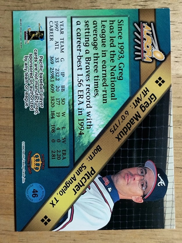 1998 Aurora Pennant Fever #46 Greg Maddux
