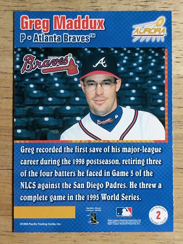 1999 Aurora Pennant Fever #2 Greg Maddux