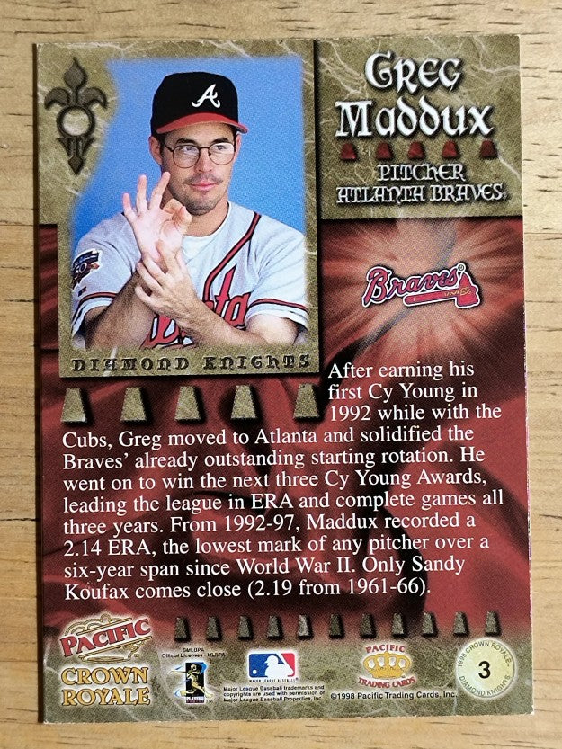 1998 Crown Royale Diamond Knights #3 Greg Maddux