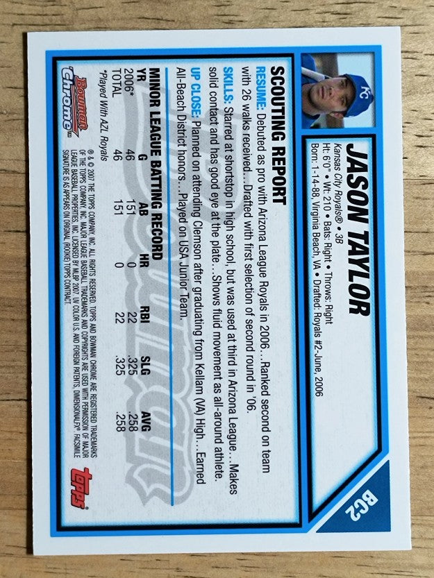 2007 Bowman Chrome Prospects #BC2 Jason Taylor