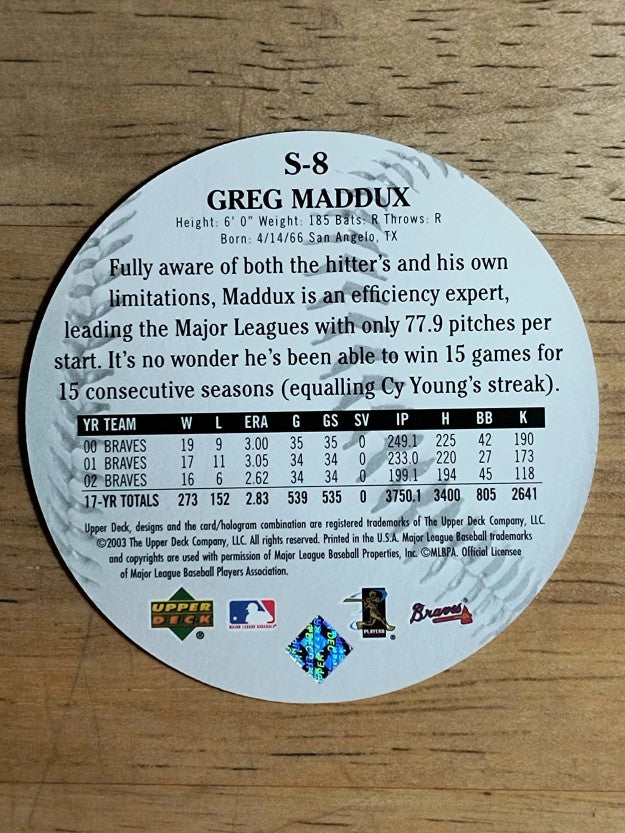 2003 Upper Deck Standing O Die Cuts #8 Greg Maddux