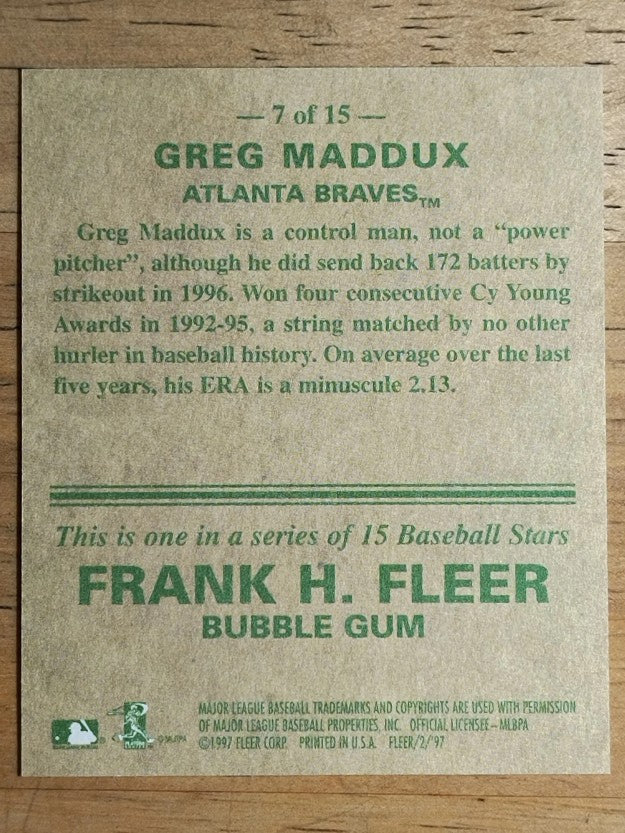 1997 Fleer Goudey Greats #7 Greg Maddux