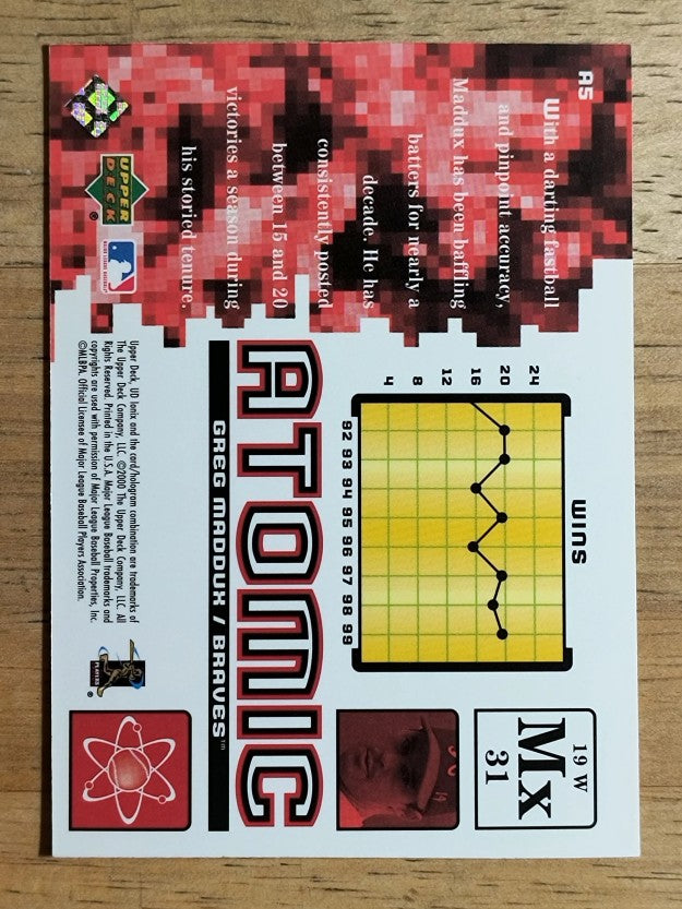 2000 UD Ionix Atomic #A5 Greg Maddux