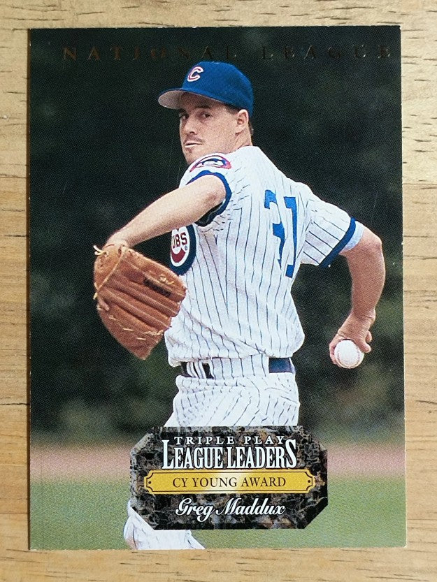 1993 Triple Play League Leaders #L2 Greg Maddux/Dennis Eckersley (EX)