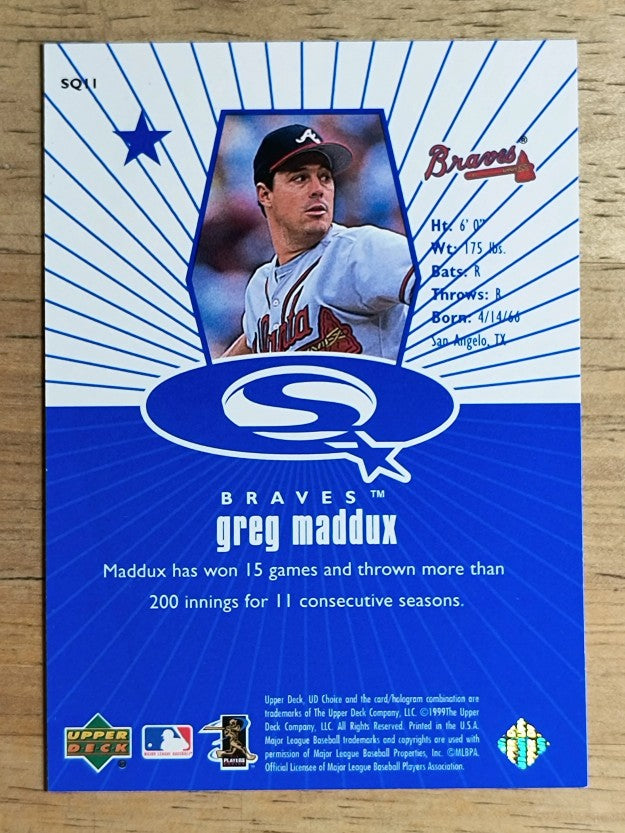 1999 UD Choice StarQuest #11 Greg Maddux