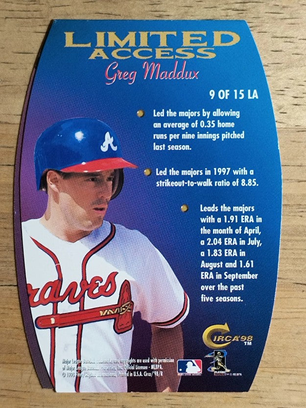 1998 Circa Thunder Limited Access #9 Greg Maddux