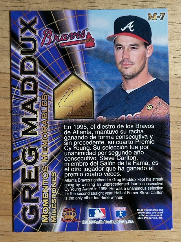1996 Pacific Milestones #M7 Greg Maddux
