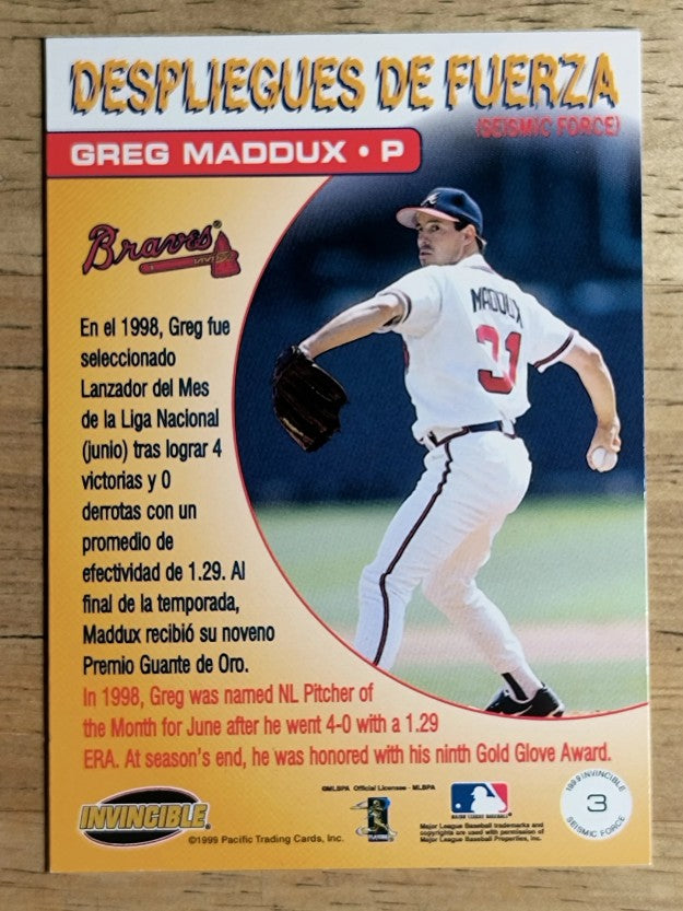1999 Pacific Invincible Seismic Force #3 Greg Maddux
