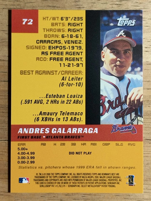 2000 Bowman's Best #72 Andres Galarraga