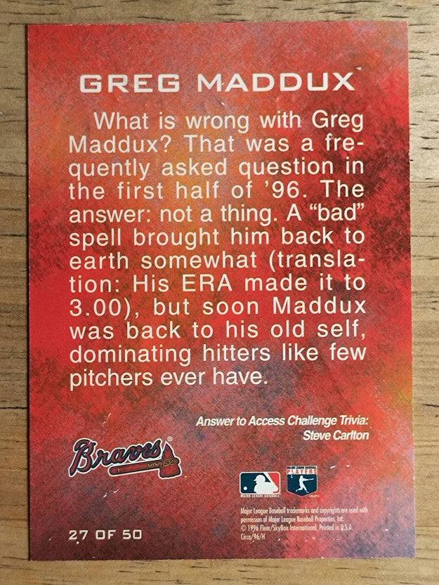 1996 Circa Boss #27 Greg Maddux