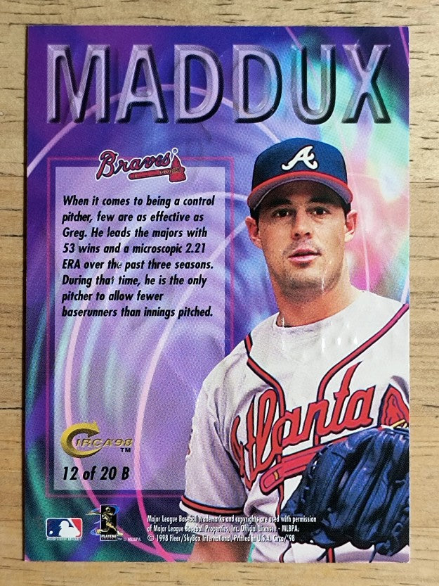 1998 Circa Thunder Boss #12 Greg Maddux