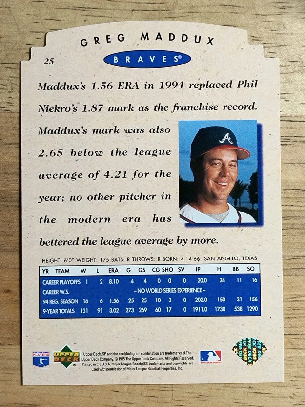 1995 SP Championship Die Cuts #25 Greg Maddux