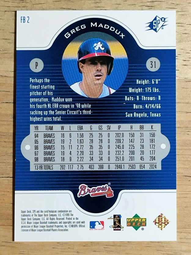 1999 SPx Dominance #FB2 Greg Maddux