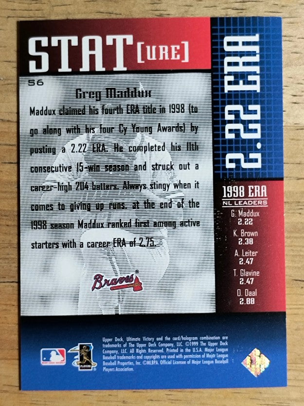 1999 Ultimate Victory STATure #S6 Greg Maddux