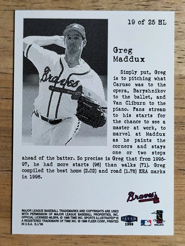 1999 Sports Illustrated Headliners #19 Greg Maddux
