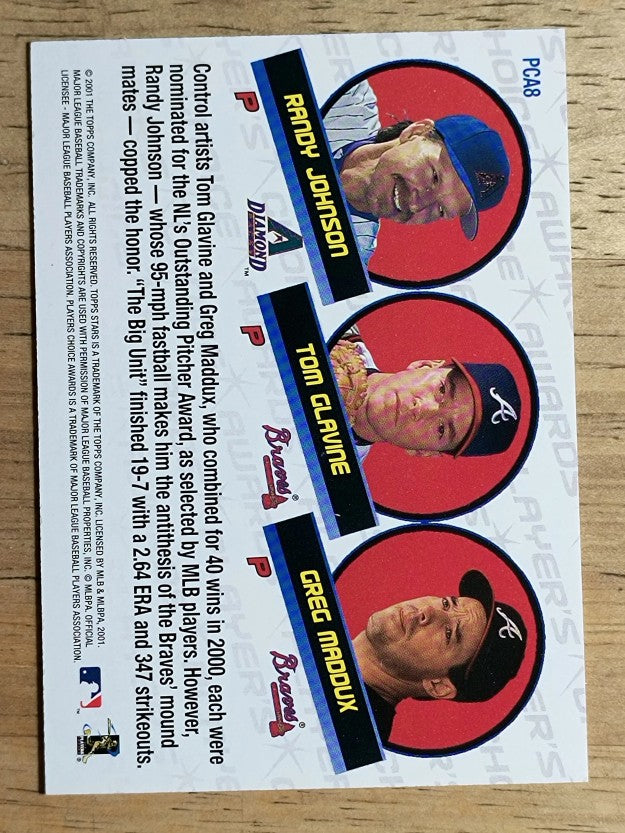 2001 Topps Stars Player's Choice Awards #PCA8 Randy Johnson/Glavine/Greg Maddux