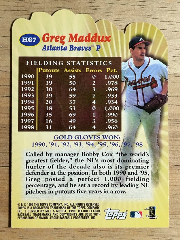 2000 Topps Hands of Gold #HG7 Greg Maddux