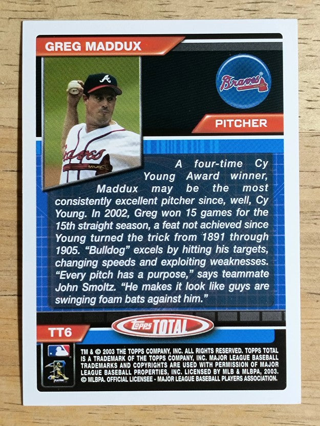 2003 Topps Total Topps #TT6 Greg Maddux