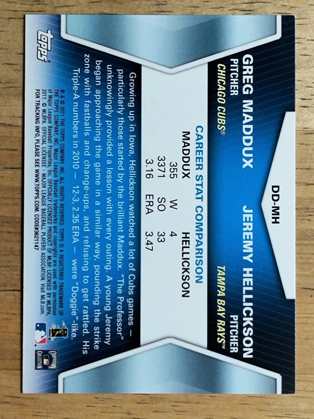 2011 Topps Diamond Duos #MH Greg Maddux/Jeremy Hellickson