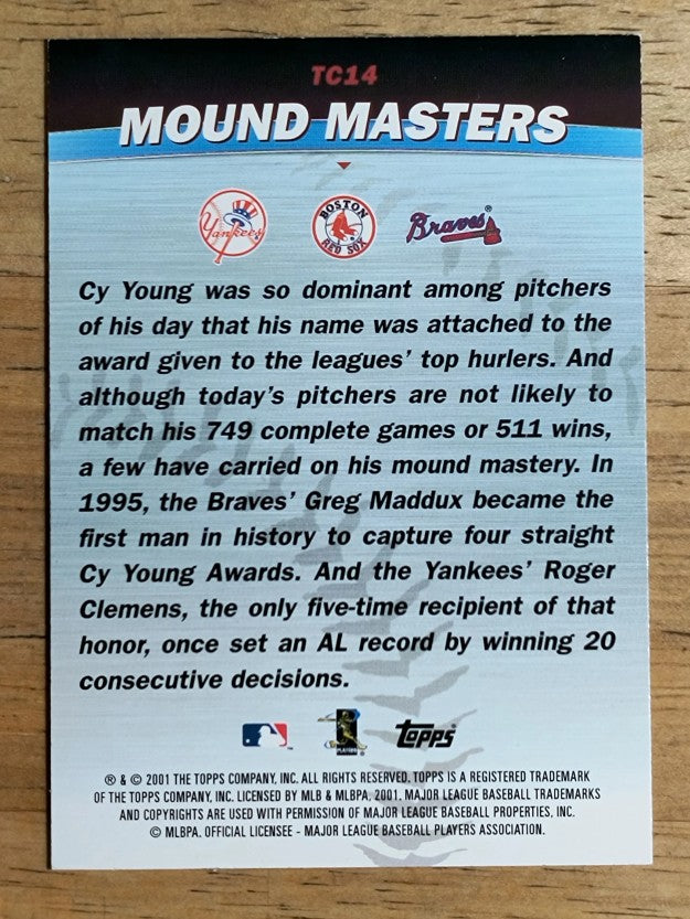 2001 Topps Combos #TC14 Roger Clemens/Cy Young/Greg Maddux