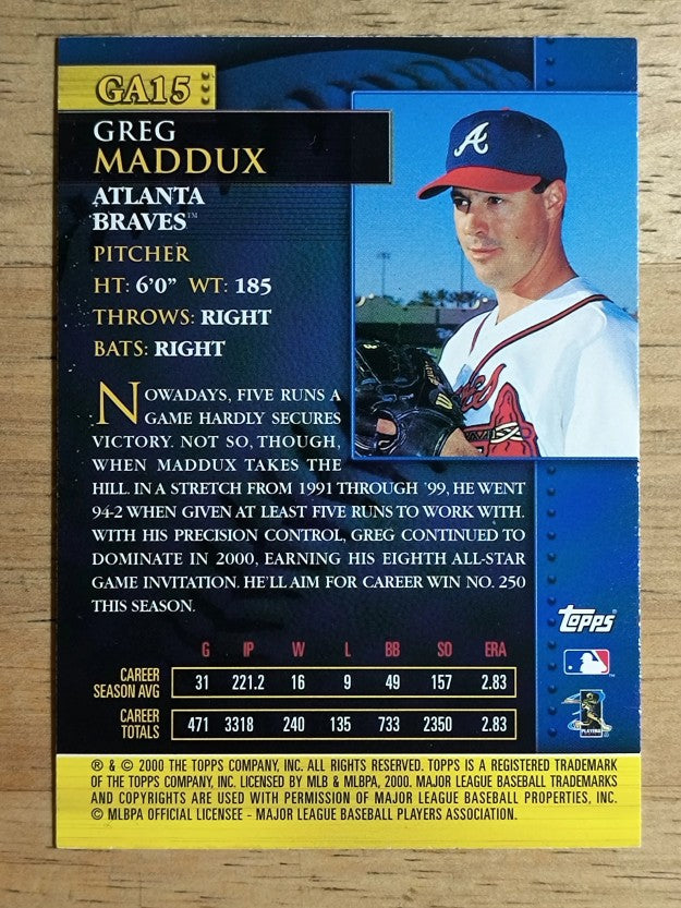 2001 Topps Golden Anniversary #GA15 Greg Maddux