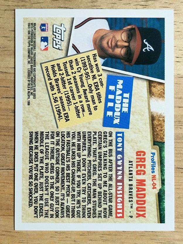 1996 Topps Profiles #NL4 Greg Maddux