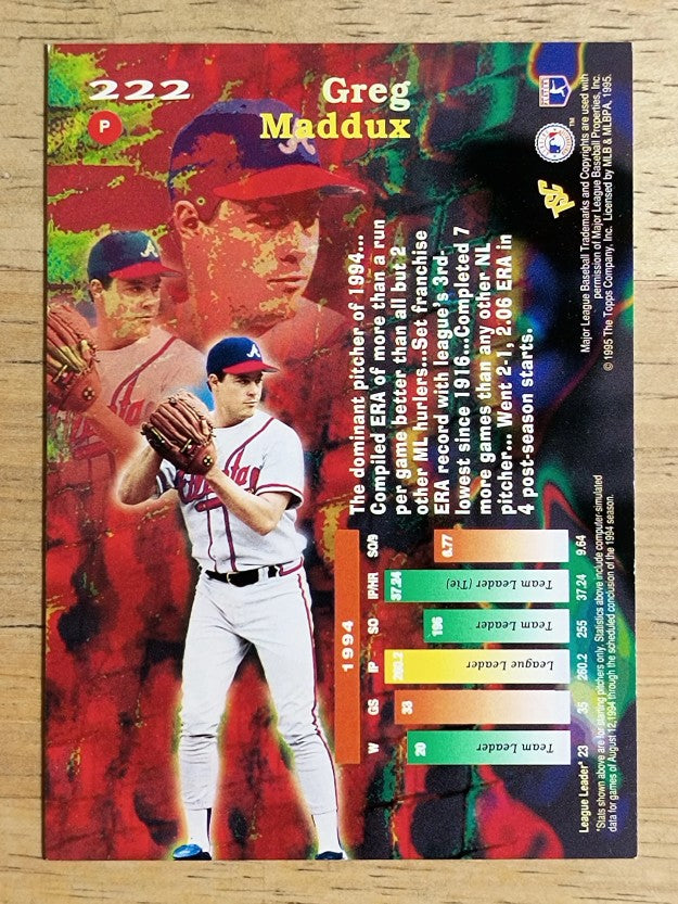 1995 Stadium Club Virtual Reality #222 Greg Maddux