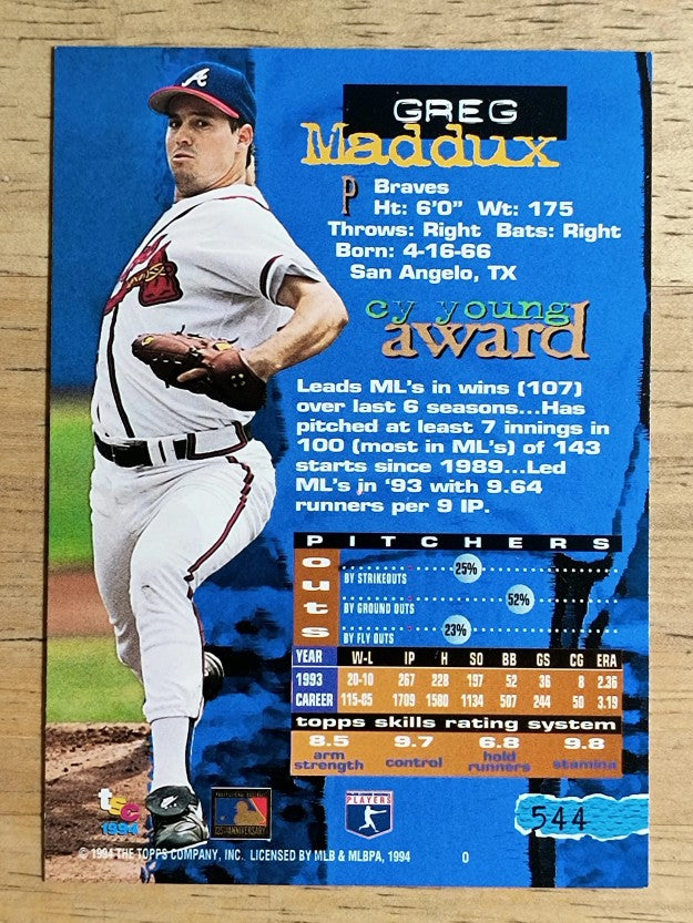 1994 Stadium Club Golden Rainbow #544 Greg Maddux