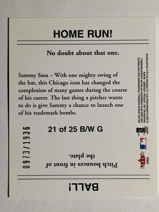 2003 Fleer Tradition Black-White Goudey #21 Sammy Sosa