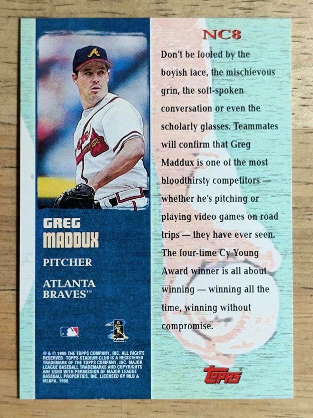 1998 Stadium Club Never Compromise #NC8 Greg Maddux