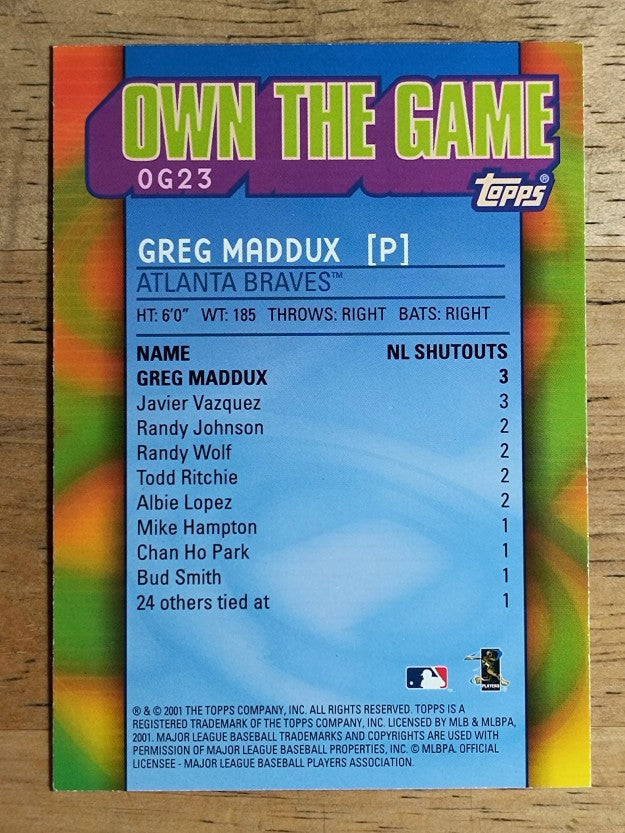 2002 Topps Own the Game #OG23 Greg Maddux