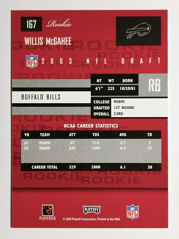 2003 Playoff Prestige #167 Willis McGahee RC