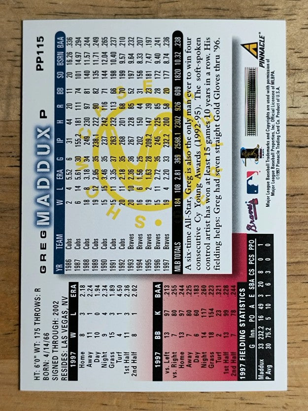 1998 Score Showcase Series #PP115 Greg Maddux