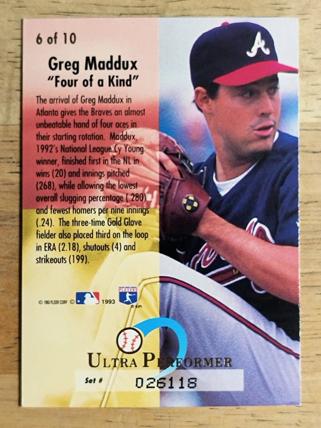 1993 Ultra Performers #6 Greg Maddux