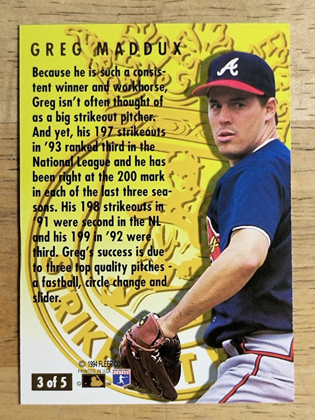 1994 Ultra Strikeout Kings #3 Greg Maddux (NM)
