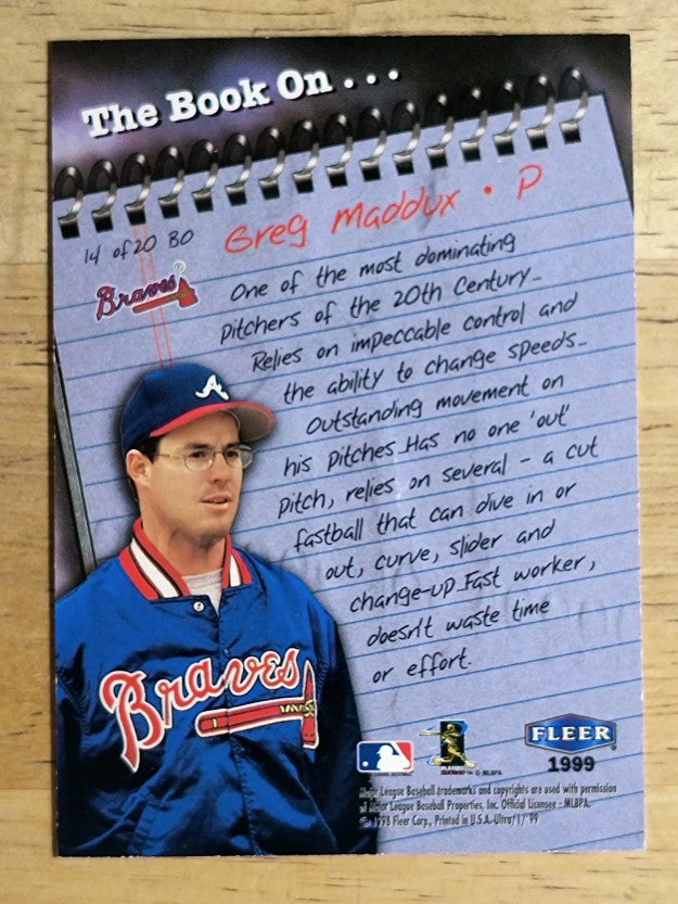 1999 Ultra The Book On #14 Greg Maddux