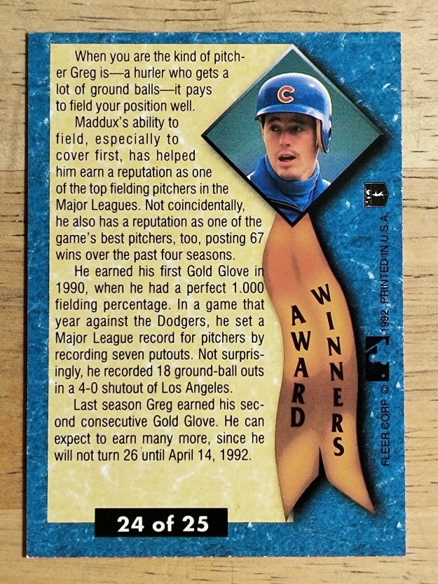 1992 Ultra Award Winners #24 Greg Maddux (NM)