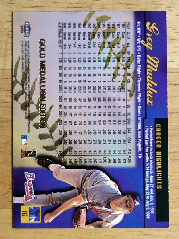 1999 Ultra Gold Medallion #1 Greg Maddux