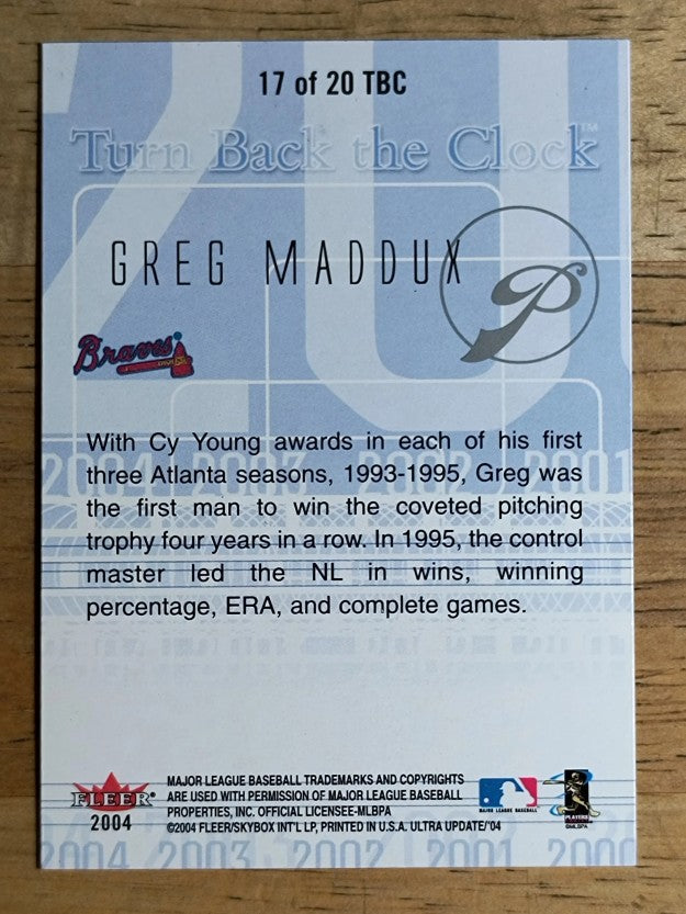 2004 Ultra Turn Back the Clock #17 Greg Maddux Braves
