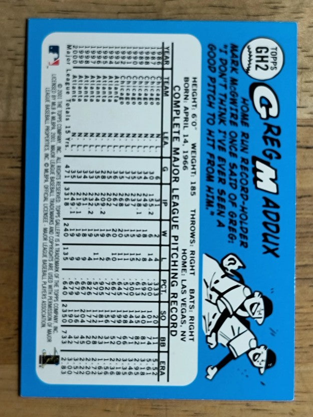2001 Topps Gallery Heritage #GH2 Greg Maddux