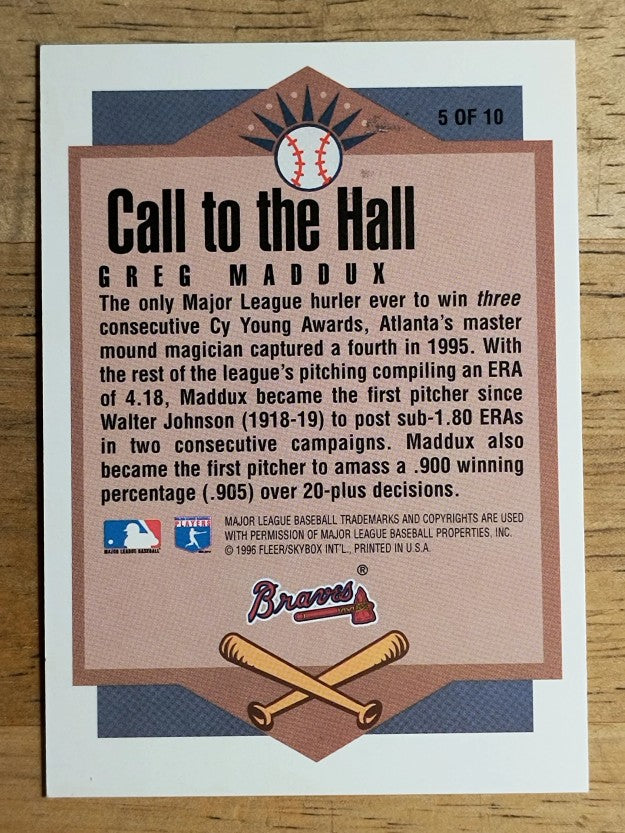 1996 Ultra Call to the Hall #5 Greg Maddux (EXMT)