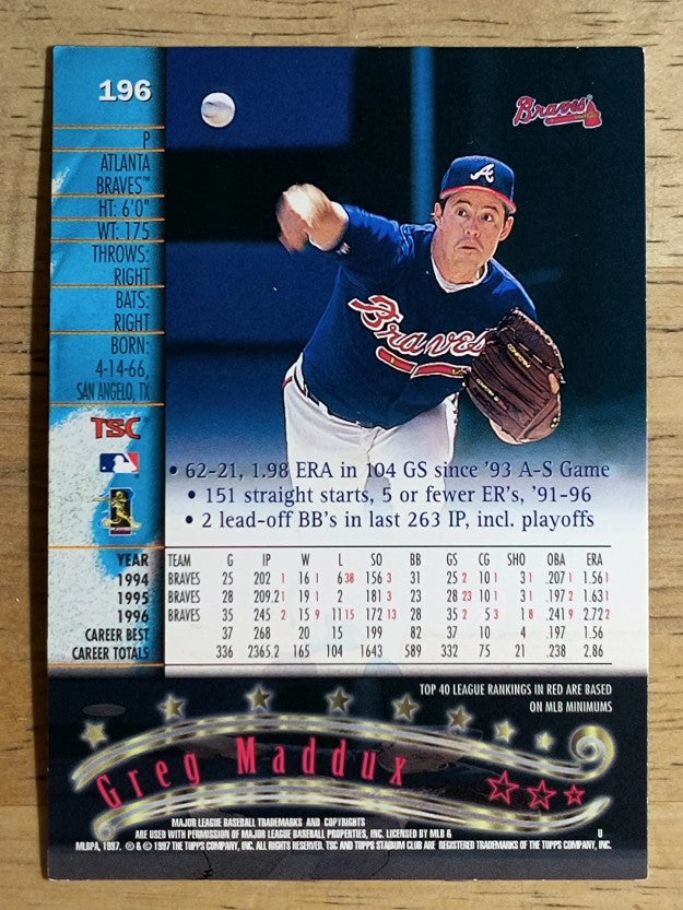 1997 Stadium Club Matrix #196 Greg Maddux