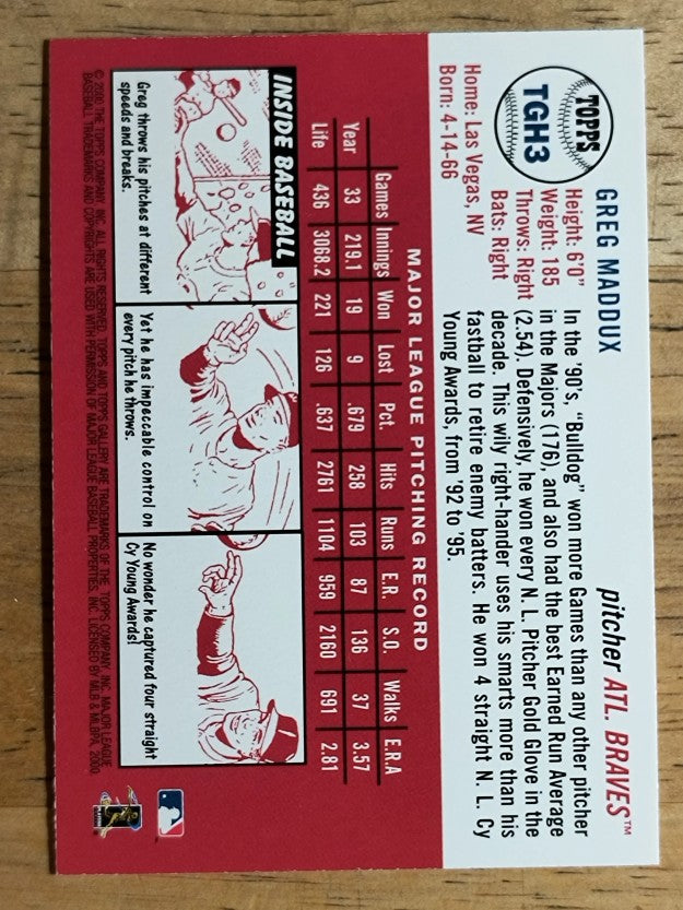 2000 Topps Gallery Heritage #TGH3 Greg Maddux