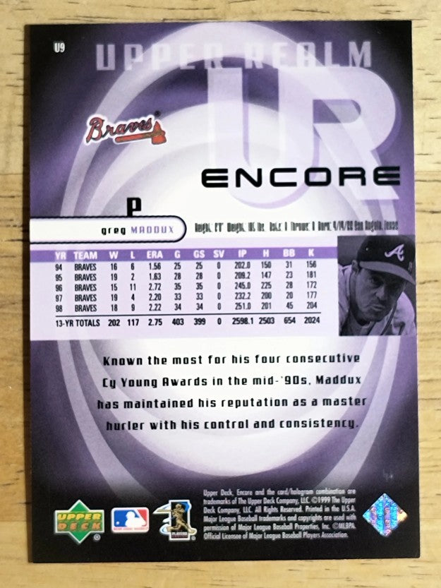 1999 Upper Deck Encore Upper Realm #U9 Greg Maddux