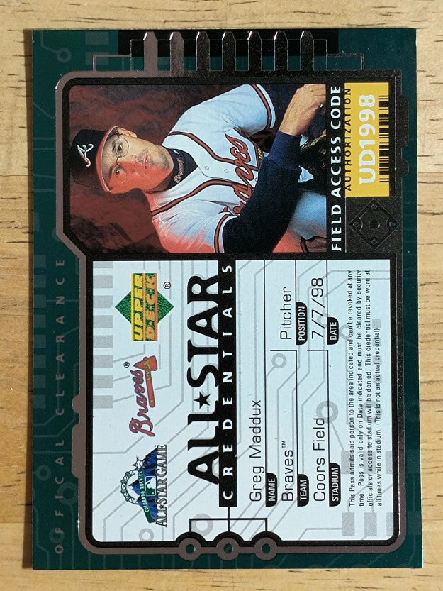 1998 Upper Deck All-Star Credentials #AS22 Greg Maddux (NM)