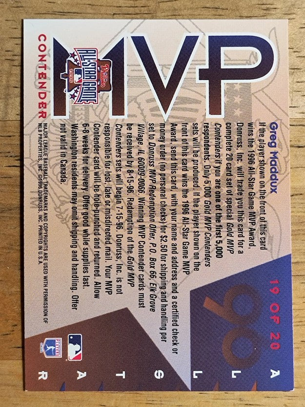1996 Leaf All-Star Game MVP Contenders #19 Greg Maddux