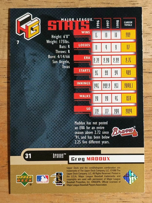 1999 Upper Deck HoloGrFX AuSOME #7 Greg Maddux